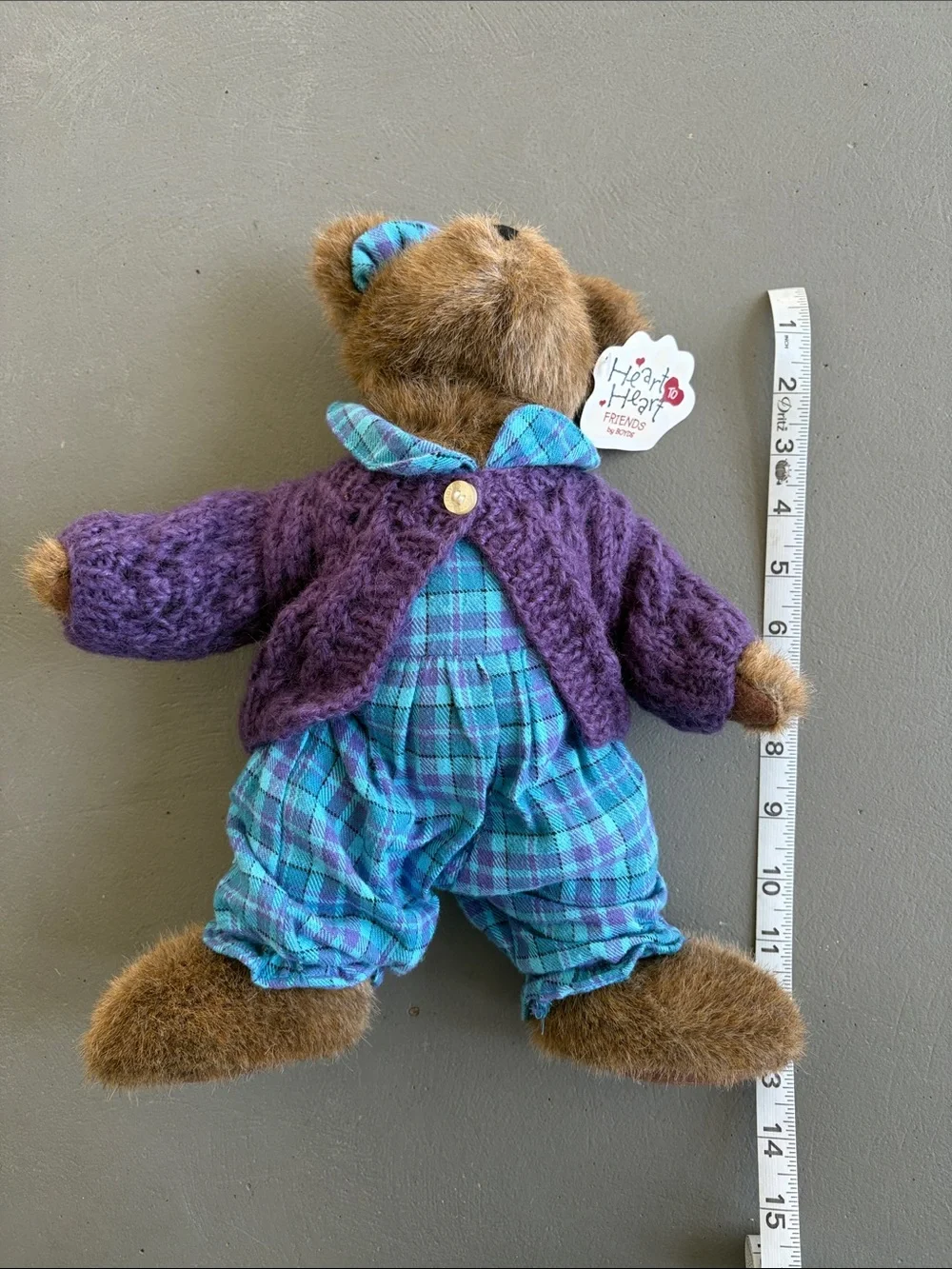 Heart to Heart Boyds Bears Chloe Teddy in Purple Sweater and Plaid Outfit